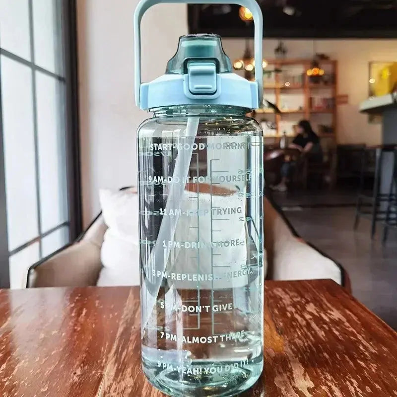 2-Liter Drinking Bottle | Straw With Hourly Time Markings
