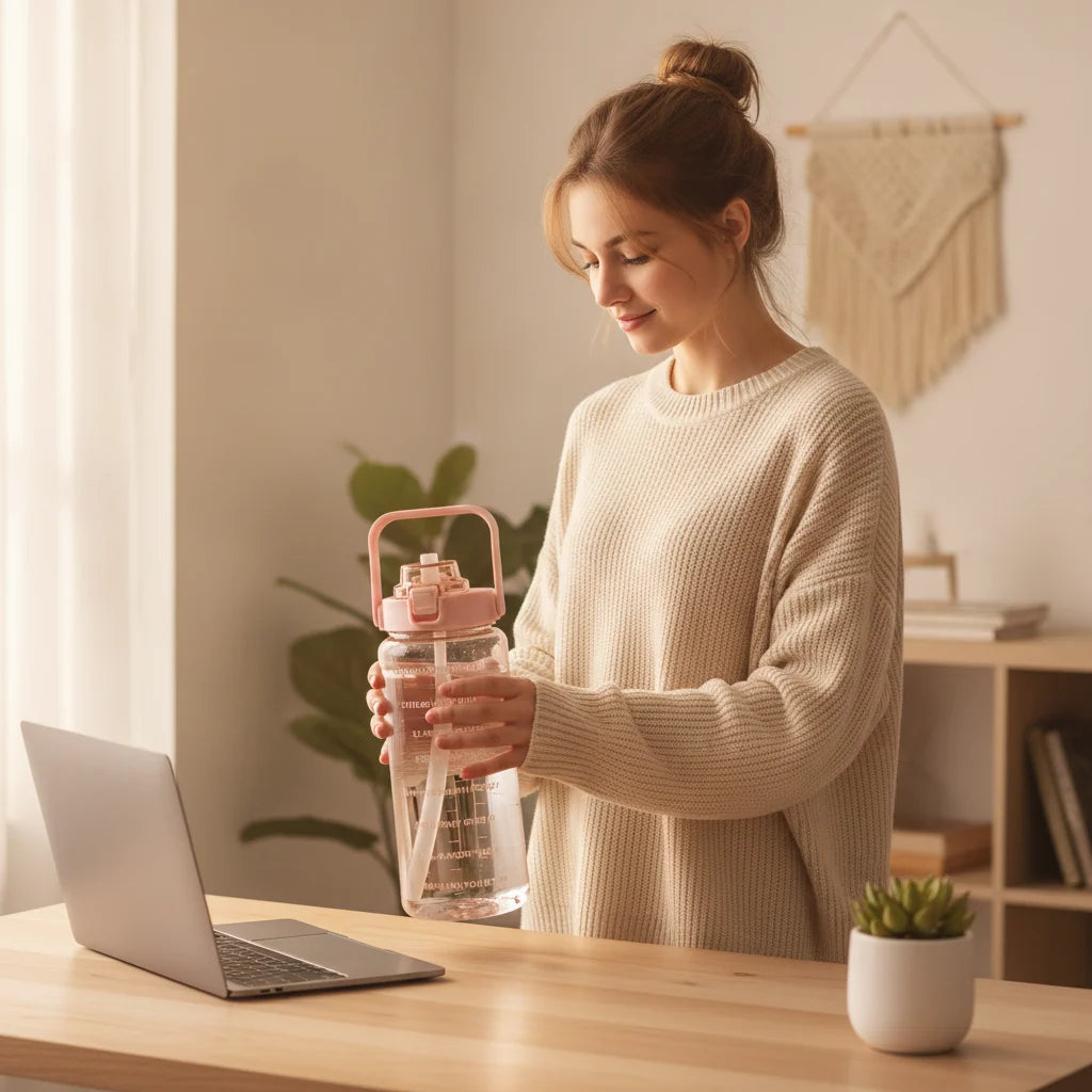 2-Liter Drinking Bottle | Straw With Hourly Time Markings