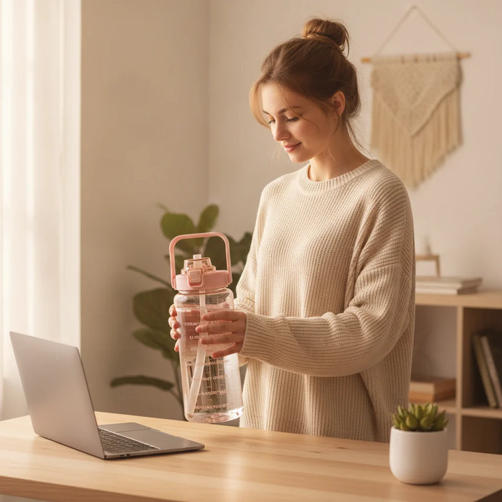 2-Liter Drinking Bottle | Straw With Hourly Time Markings