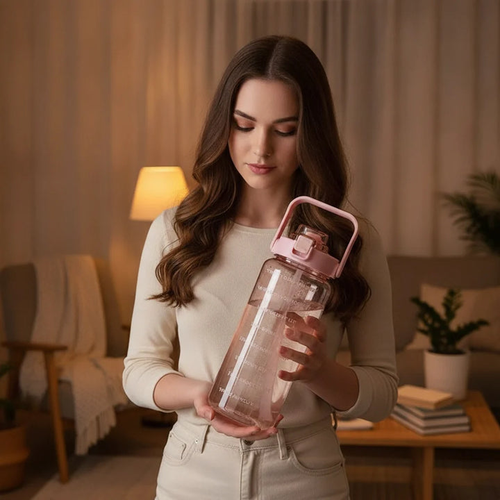 2-Liter Drinking Bottle | Straw With Hourly Time Markings