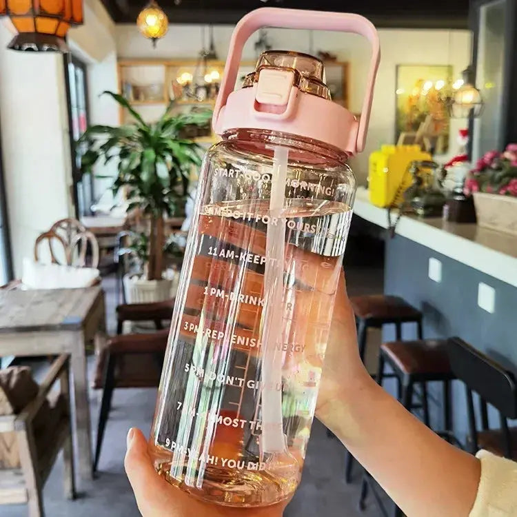 2-Liter Drinking Bottle | Straw With Hourly Time Markings