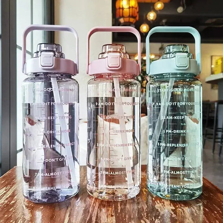 2-Liter Drinking Bottle | Straw With Hourly Time Markings
