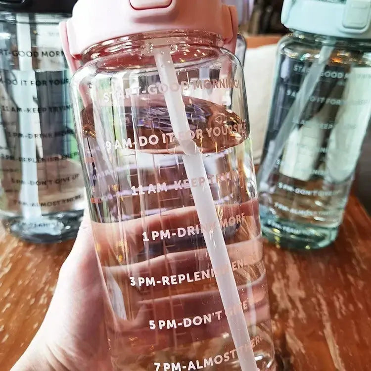 2-Liter Drinking Bottle | Straw With Hourly Time Markings