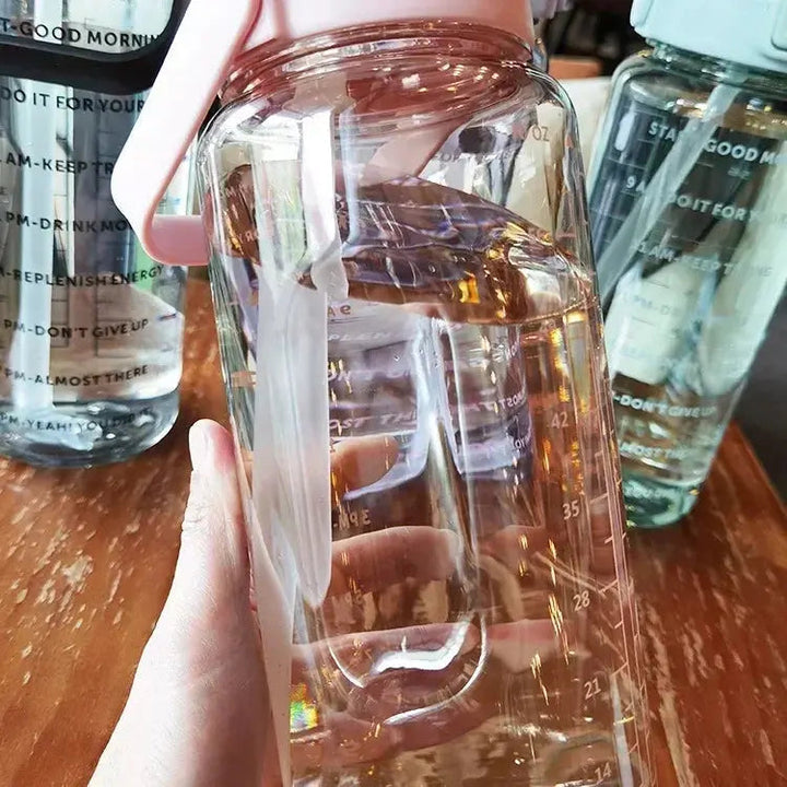 2-Liter Drinking Bottle | Straw With Hourly Time Markings