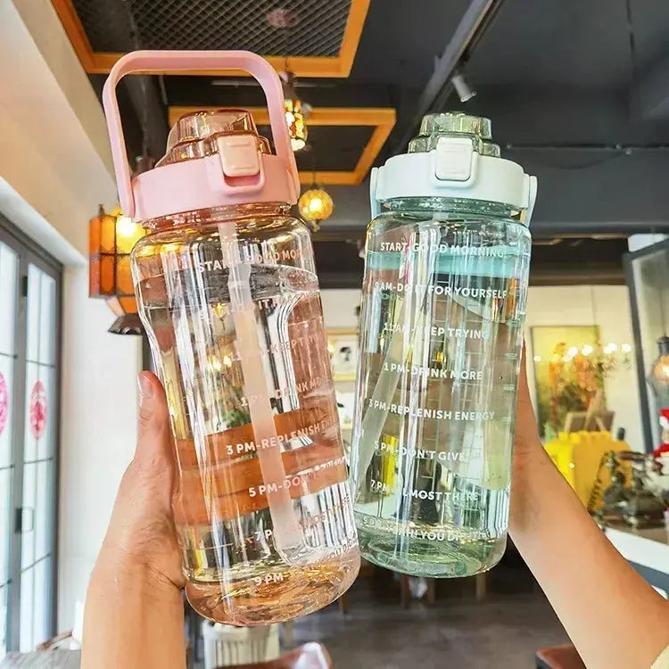 2-Liter Drinking Bottle | Straw With Hourly Time Markings