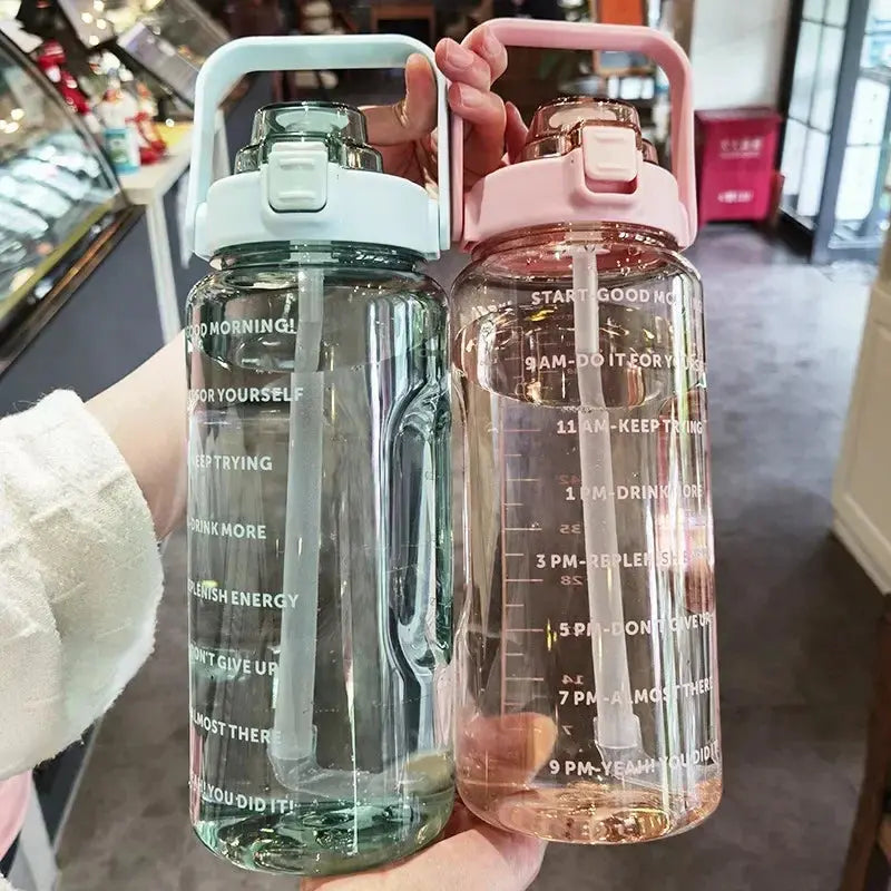 2-Liter Drinking Bottle | Straw With Hourly Time Markings