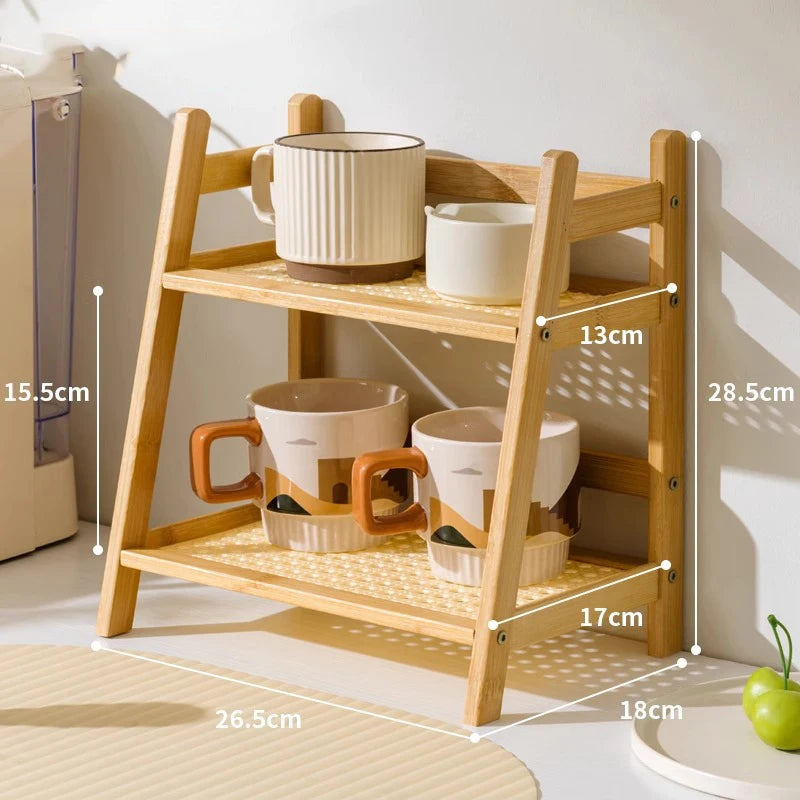 2-Tier Bamboo Kitchen Shelf | Countertop Storage Organiser