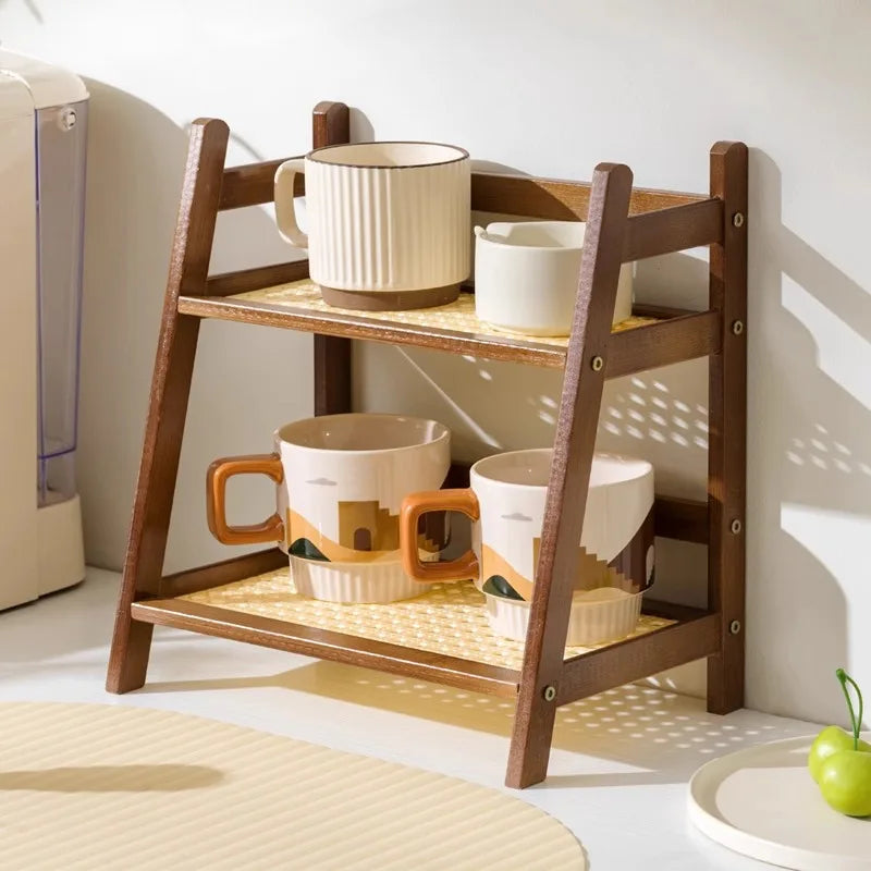 2-Tier Bamboo Kitchen Shelf | Countertop Storage Organiser