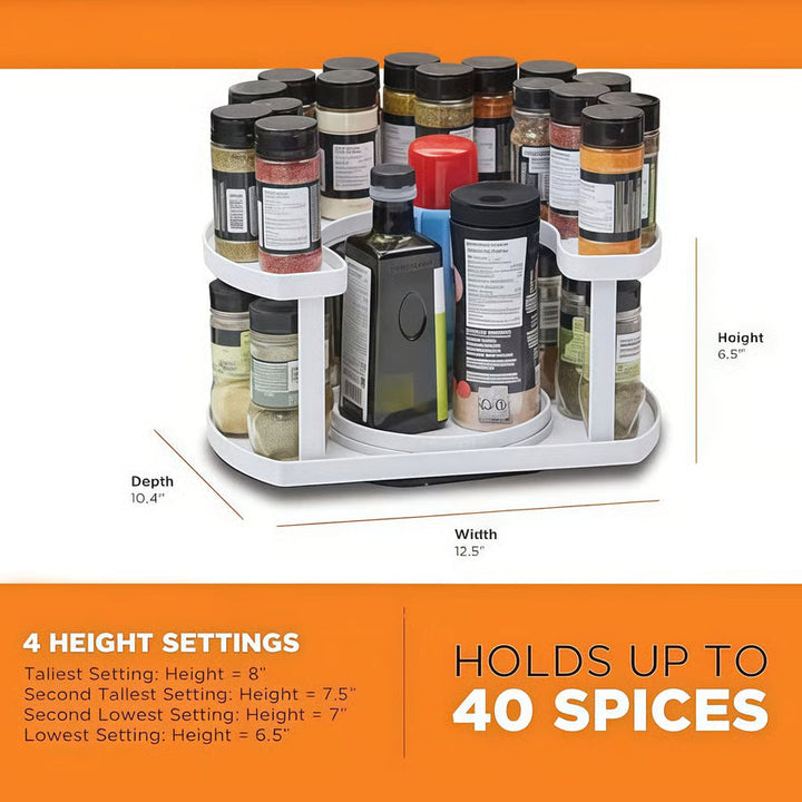 2-Tier Lazy Susan D-Shape Corner Organiser | 360° Rotating Cabinet Turntable | Maximises Kitchen Storage Space