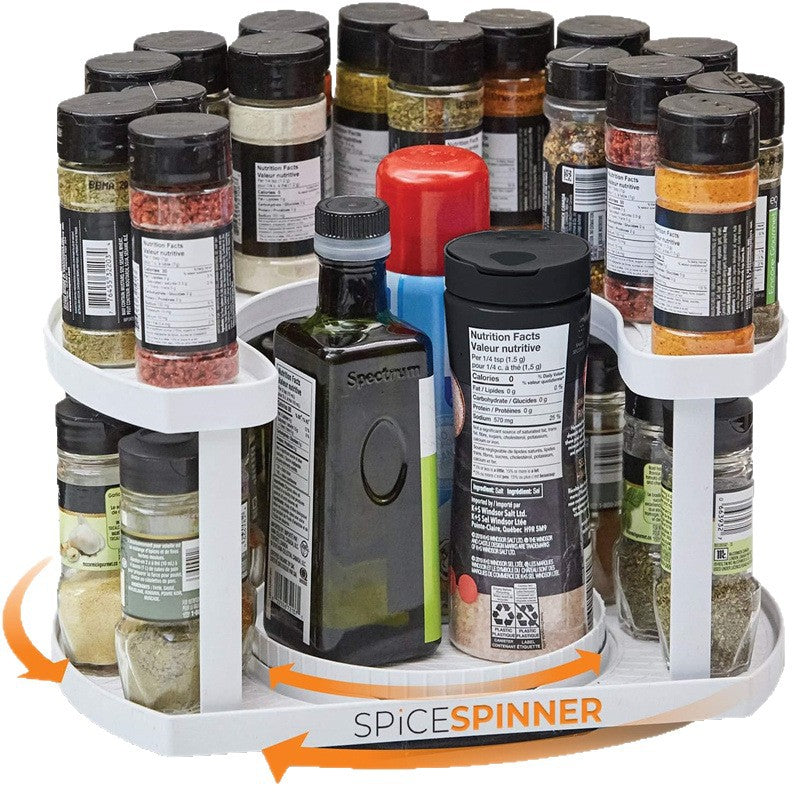2-Tier Lazy Susan D-Shape Corner Organiser | 360° Rotating Cabinet Turntable | Maximises Kitchen Storage Space