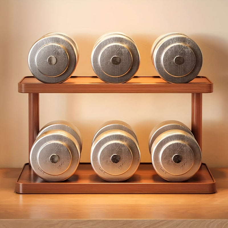 2-Tier Countertop Display Rack, Wood, Natural Finish, 30cm 1