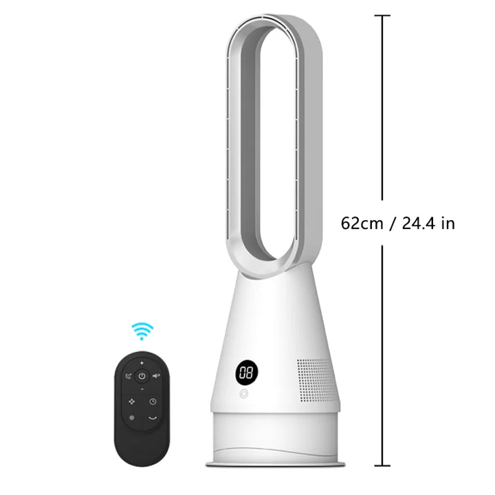 2-in-1 Bladeless Space Heater &amp; Fan | 80° Oscillation | Remote Control | Timer