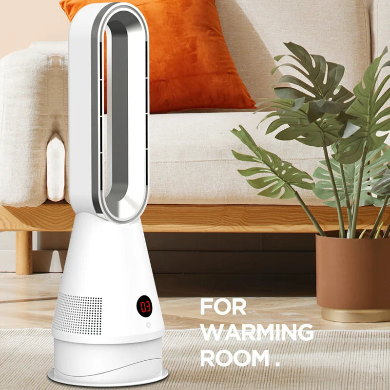 2-in-1 Bladeless Space Heater &amp; Fan | 80° Oscillation | Remote Control | Timer