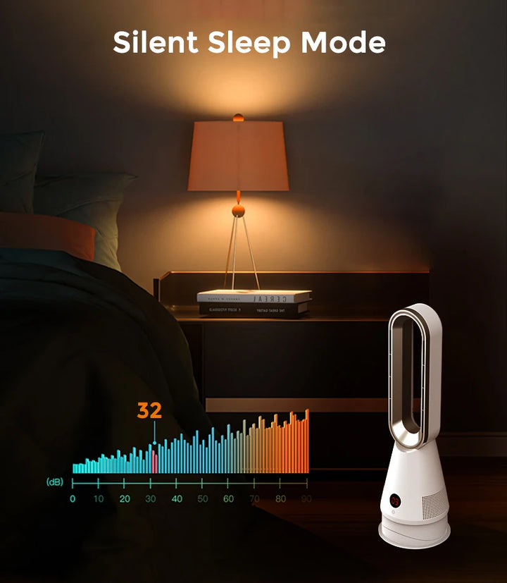 2-in-1 Bladeless Space Heater &amp; Fan | 80° Oscillation | Remote Control | Timer