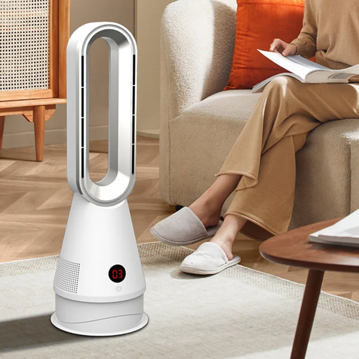 2-in-1 Bladeless Space Heater &amp; Fan | 80° Oscillation | Remote Control | Timer