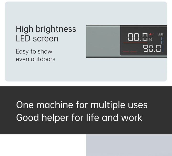 2-in-1 Laser Digital Level Ruler | 360° Self-Levelling, ±1mm Horizontal &amp; Vertical Accuracy | Type-C Rechargeable, IP54 Rated