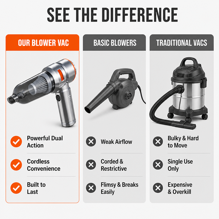 2-in-1 Leaf Blower &amp; Vacuum | Toggle Between Blow and Vacuum Modes | Lightweight, Ergonomic Design for Longer Use