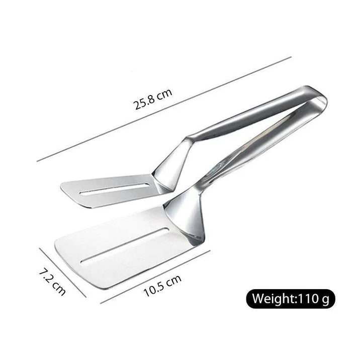 2-in-1 Stainless Steel Turner and Grabber | Grill Spatula Tongs