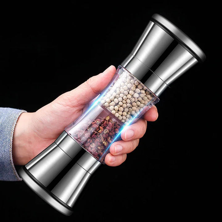 2-in-1 Stainless Steel Spice Mill with Dual Grinders for Salt and Pepper - Adjustable Coarseness, Ergonomic Design 0