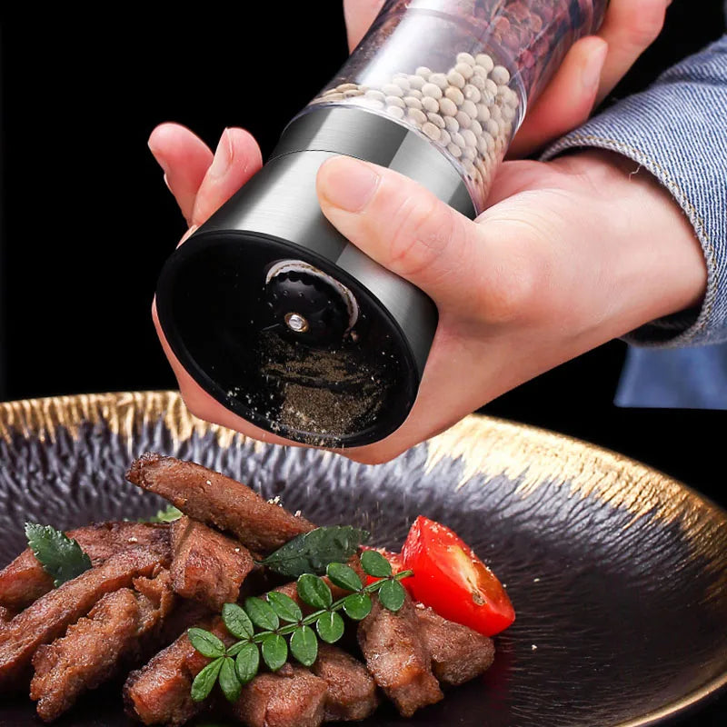2-in-1 Stainless Steel Spice Mill with Dual Grinders for Salt and Pepper - Adjustable Coarseness, Ergonomic Design 2