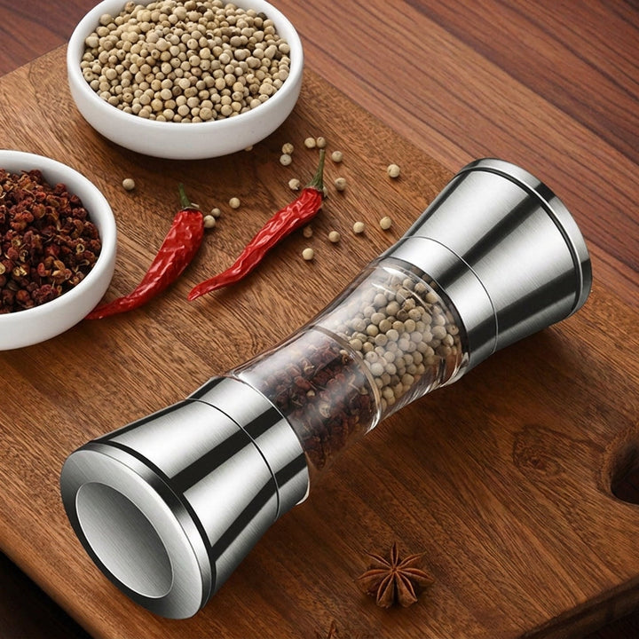 2-in-1 Stainless Steel Spice Mill with Dual Grinders for Salt and Pepper - Adjustable Coarseness, Ergonomic Design 4