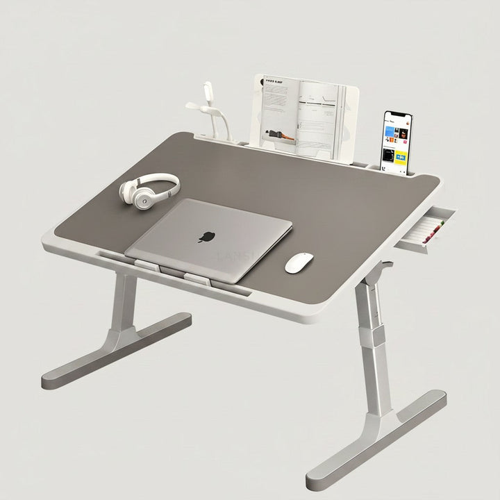 Adjustable Laptop Stand for Bed Aluminium | Folding Desk with Storage Drawer | Ergonomic Height and Tilt Support 1