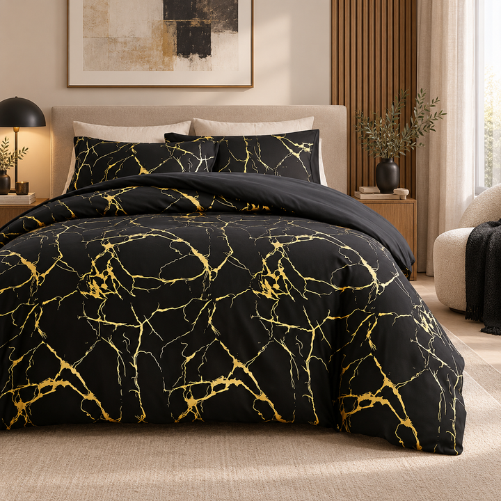 Marble Pattern Duvet Cover Set Matching Pillowcases 7