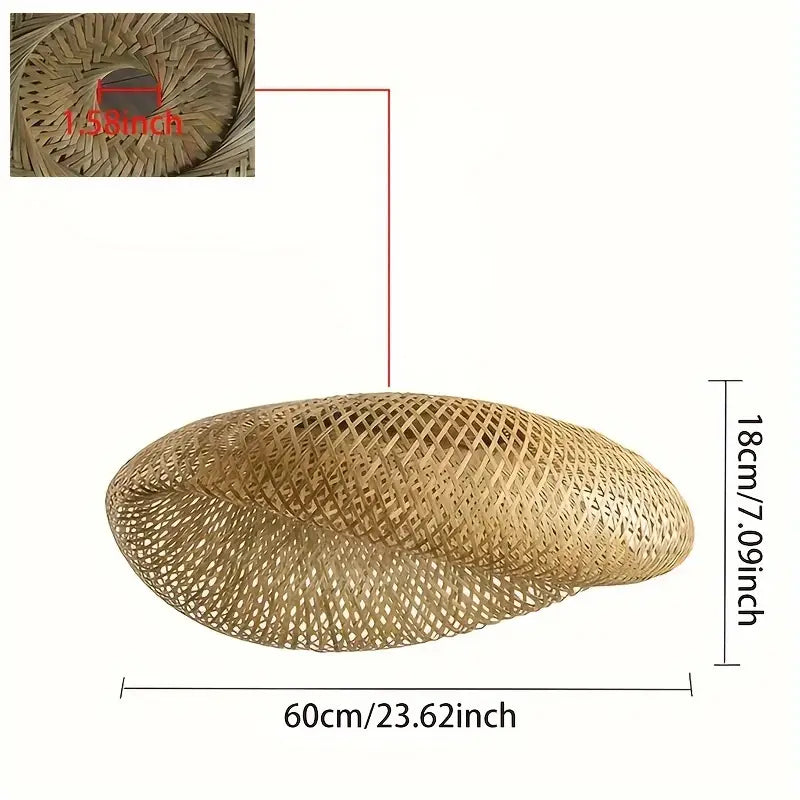 Handwoven Bamboo Pendant Lampshade | Boho Rattan Design Fits Existing Ceiling Fittings | Rustic Natural Woven Decor 2