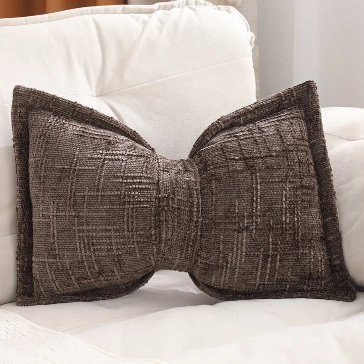 Bow Throw Pillow Shaped Chenille Plush Decorative with Fitted Insert 9