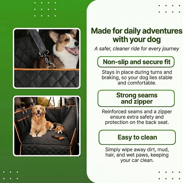 Waterproof Dog Car Seat Cover | Side Flaps | Storage Pockets | Machine Washable | Universal Fit