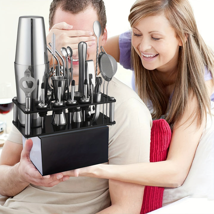 Cocktail Set Stainless Steel 20-Piece Dishwasher Safe with Boston Shaker 10