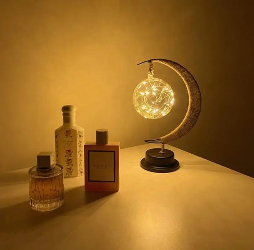 Moon Table Lamp LED 27 cm | Golden Shimmer, Cosmic Purple, Galaxy Blue | Battery-Powered, No Cables, Warm White Glow 4