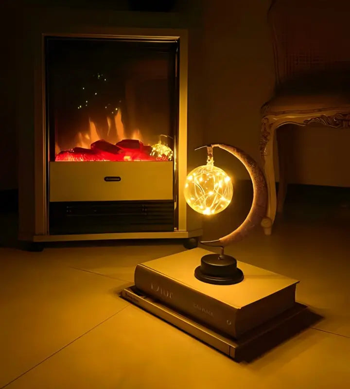 Moon Table Lamp LED 27 cm | Golden Shimmer, Cosmic Purple, Galaxy Blue | Battery-Powered, No Cables, Warm White Glow 3