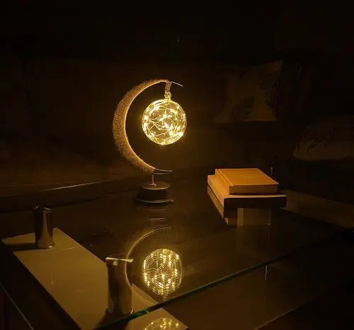 Moon Table Lamp LED 27 cm | Golden Shimmer, Cosmic Purple, Galaxy Blue | Battery-Powered, No Cables, Warm White Glow 5