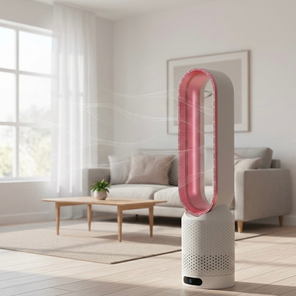 BreezeAir | 3-in-1 Bladeless Air Cooler, Purifier & Fan | 8 Speeds | 90° Oscillation