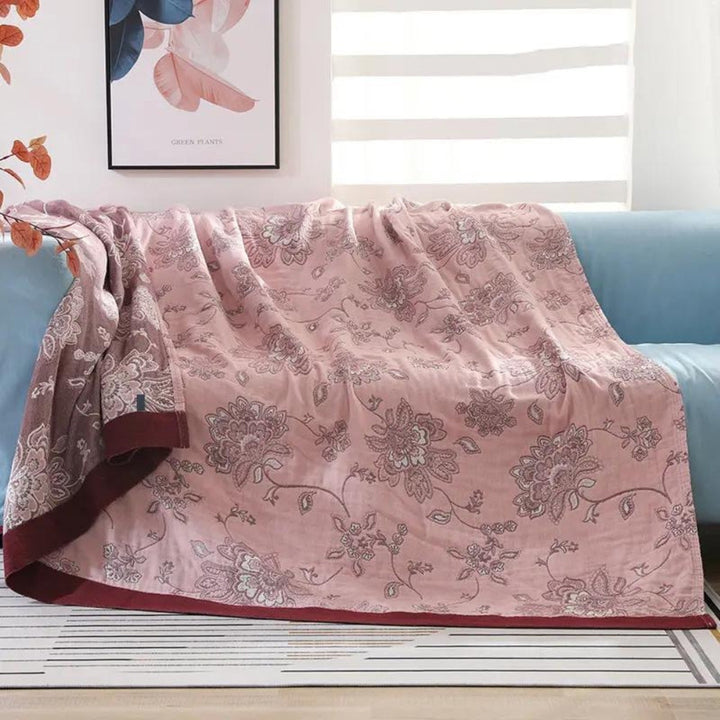 Floral Jacquard Blanket | Breathable All-Season Throw, 2 Sizes | 5 Colours, Machine Washable Bed, Sofa &amp; Lounge Cover 3