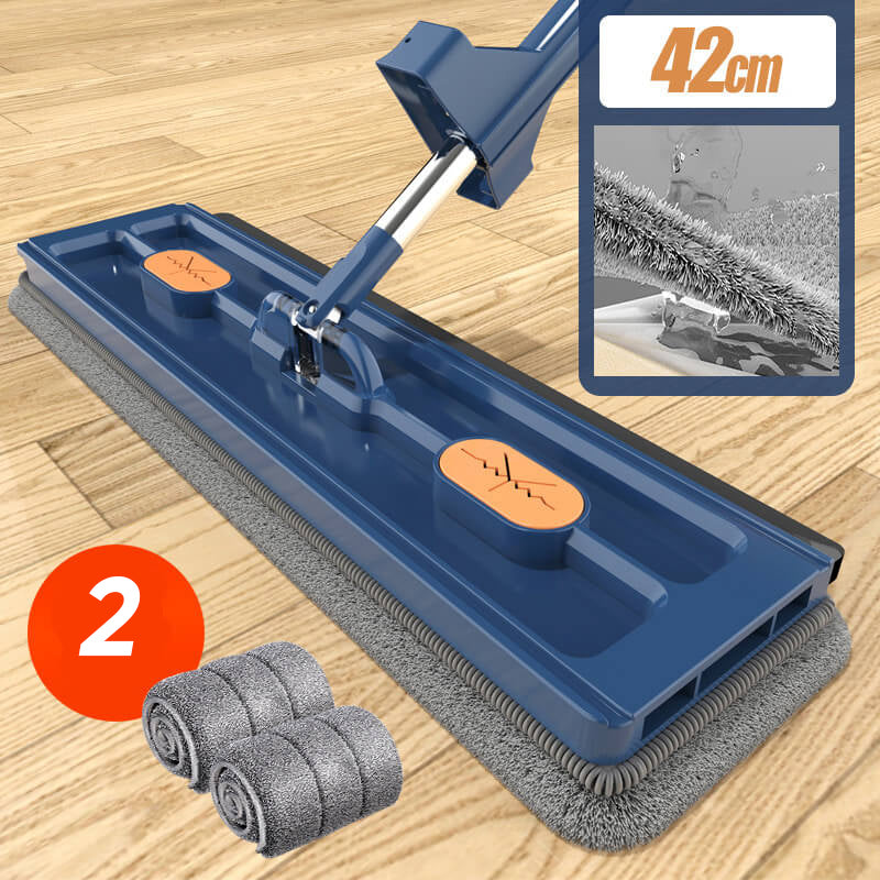 Hands-Free Mop Microfiber, 54-Inch Handle | Blue or White, 2/4/6 Pads | Self-Wringing, No Hands in Dirty Water 14