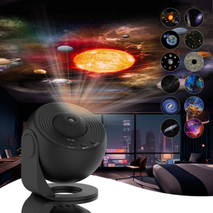 Star Projector Light 360° Rotation | 12 HD Film Discs, Adjustable Colours | Quiet LED with Timer, Black or White 1