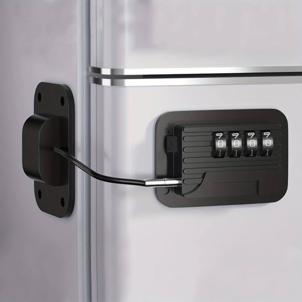 Combination Refrigerator Lock ABS &amp; Steel 68 x 46 mm | Black or White, Adhesive Mount | Child Safety Four-Digit Code 1
