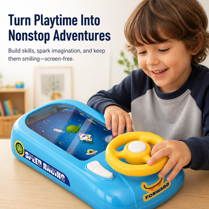 Interactive Steering Wheel Toy ABS | Space and Race Track Play Modes | USB Rechargeable, Lightweight Portable Design 3