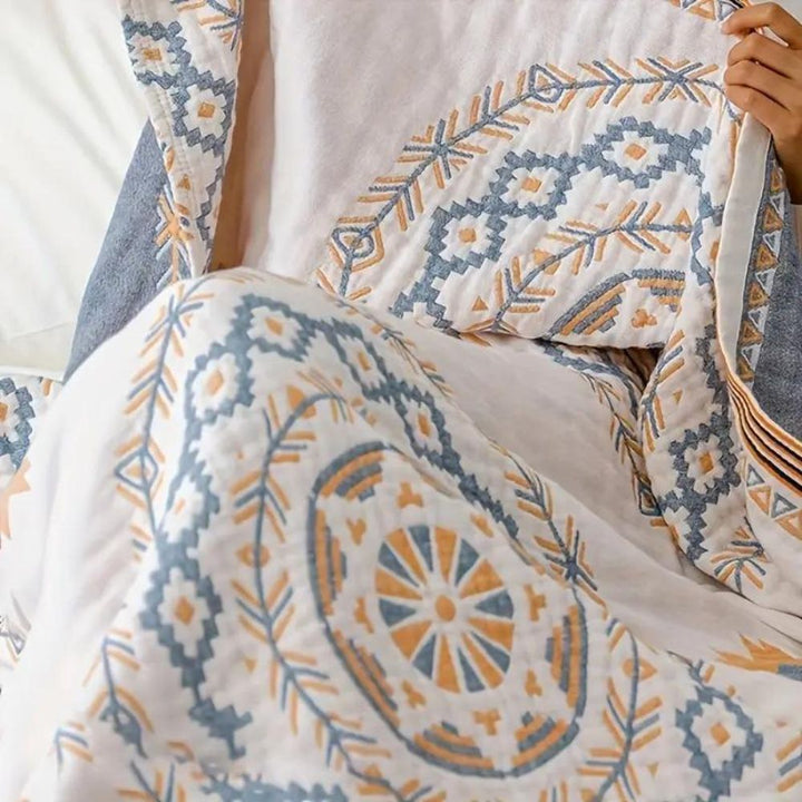 Mandala Cotton Throw Blanket 150x200 cm &amp; 200x230 cm | Boho Print Design | Machine Washable, Multi-Purpose Use 2