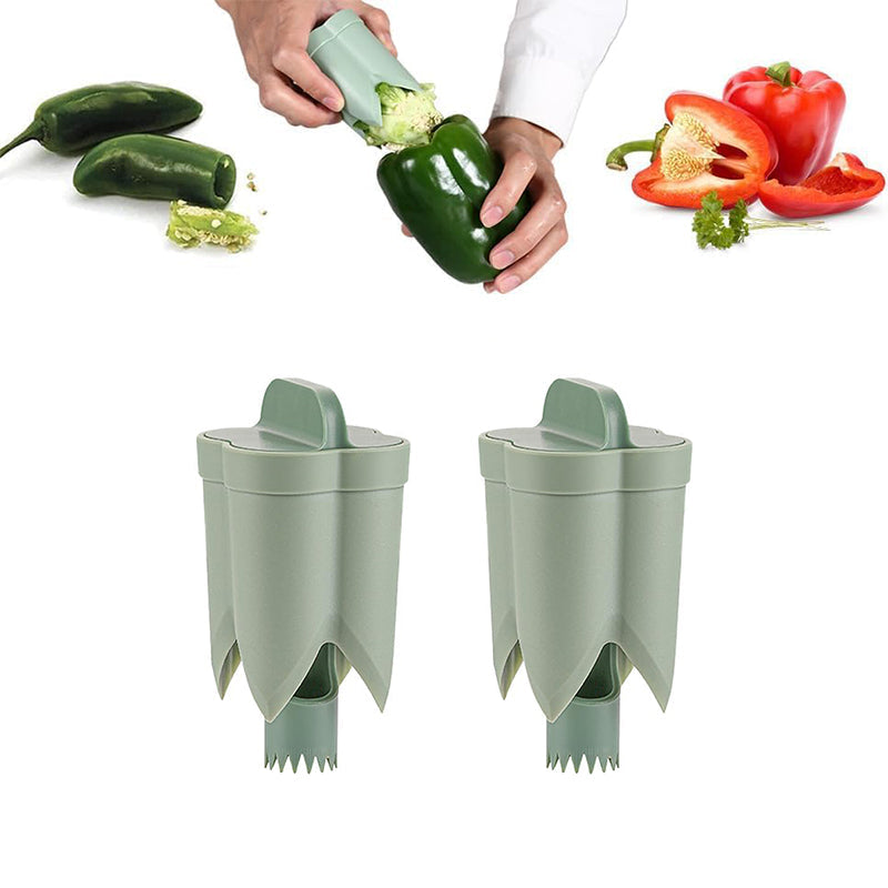 2-In-1 Fruit and Pepper Corer, ABS | Green, Two-Piece Snap Design | Removes Cores and Seeds Without Damaging the Flesh 20