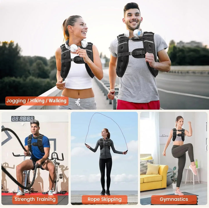 Weighted Vest Adjustable 8-12 lb | Iron Sand Fill, Reflective Stripes | Neoprene Training Vest for HIIT, Running, CrossFit 4