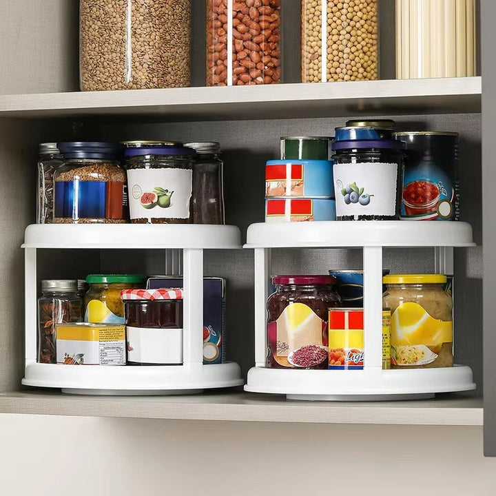 2 Tier Rotating Spice Rack Organizer 360 Degree Kitchen Storage 2