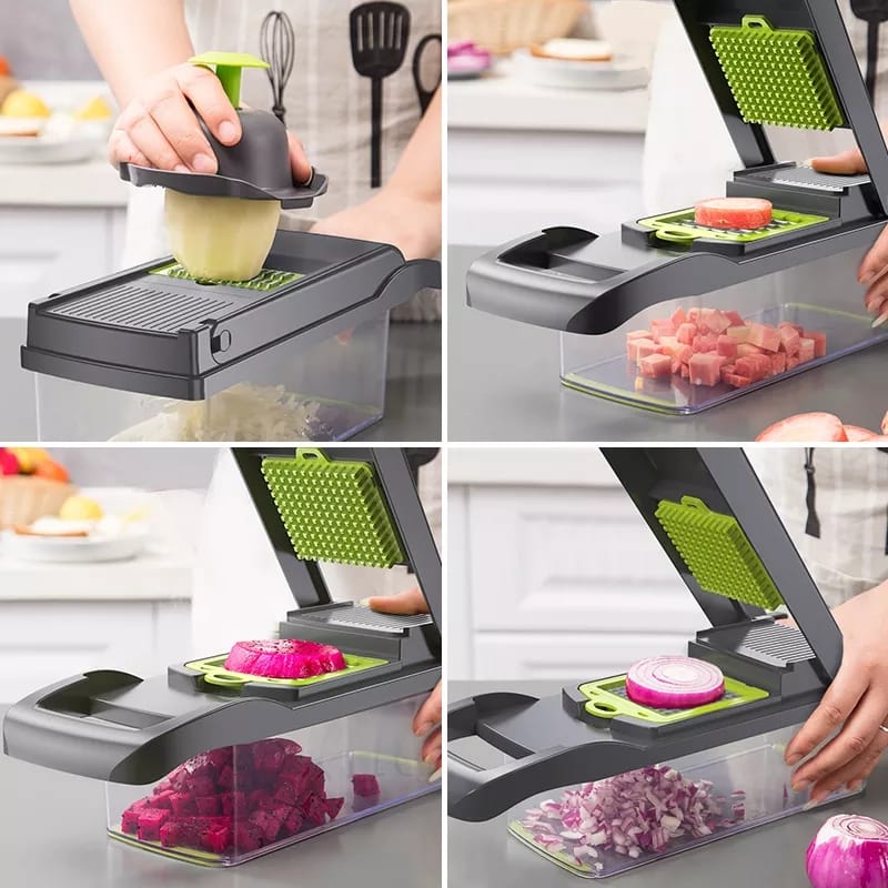 Vegetable Chopper Slicer Stainless Steel | 12-in-1 Set with 10 Interchangeable Blades | Dices, Slices, Shreds & Juliennes 2