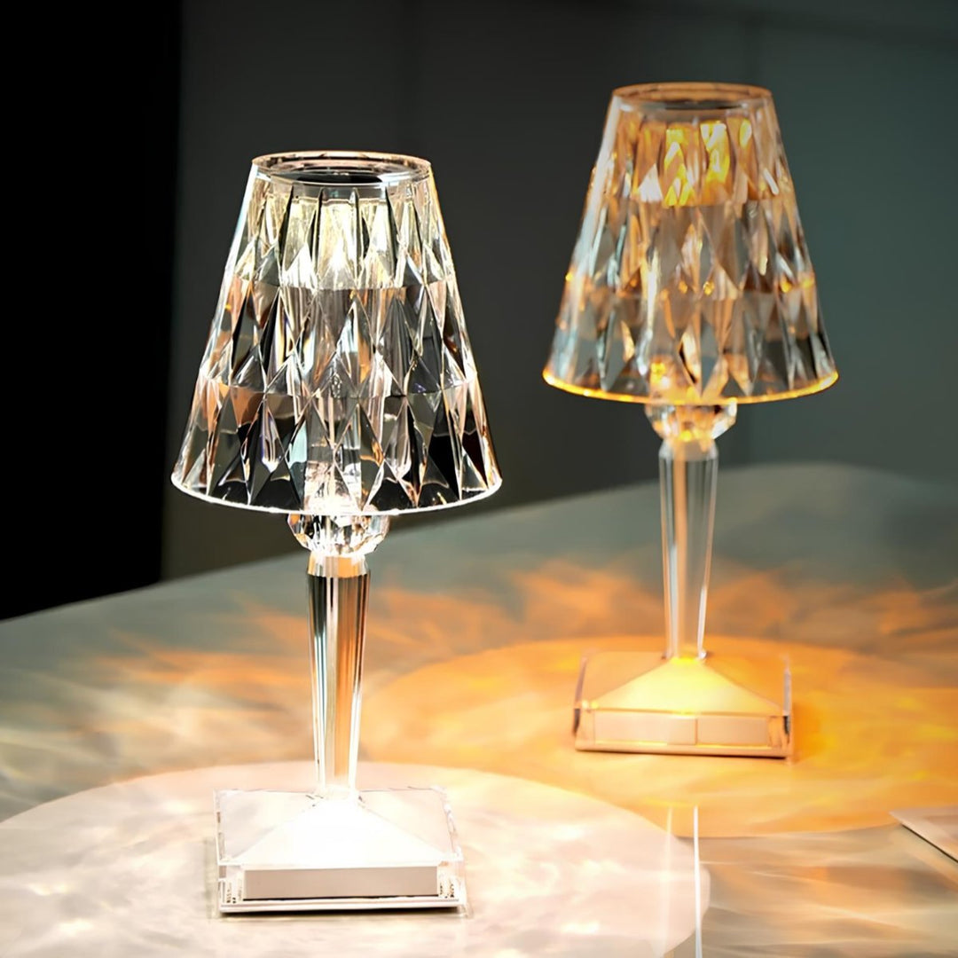 Crystal Table Lamp Acrylic 26 x 12 cm | Touch Control, Rechargeable | 3 Light Colours, USB Charging Cable Included 17