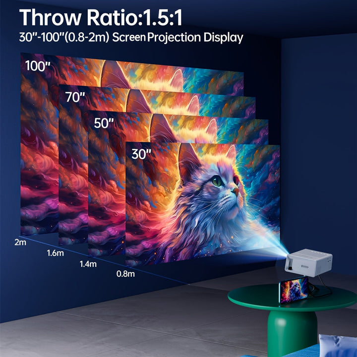 Mini Projector 3000 Lumens | 30 to 100 Inch Projection Screen | Lightweight Portable Design for Home and Outdoor Movie Nights 7
