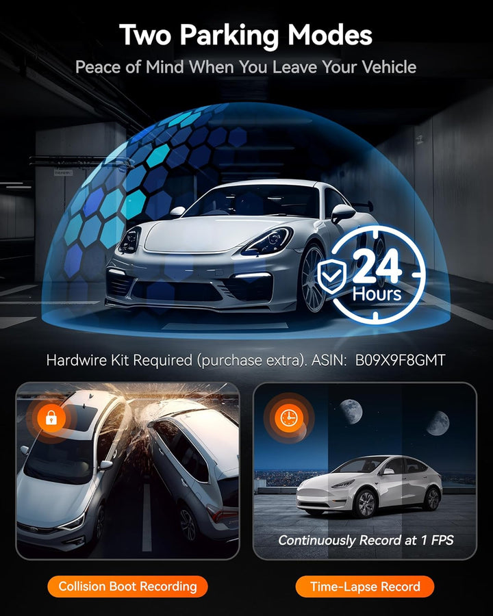 3-Channel Dash Cam | 4K Front | 1080P Rear &amp; Interior | Night Vision | GPS | WiFi | 32GB