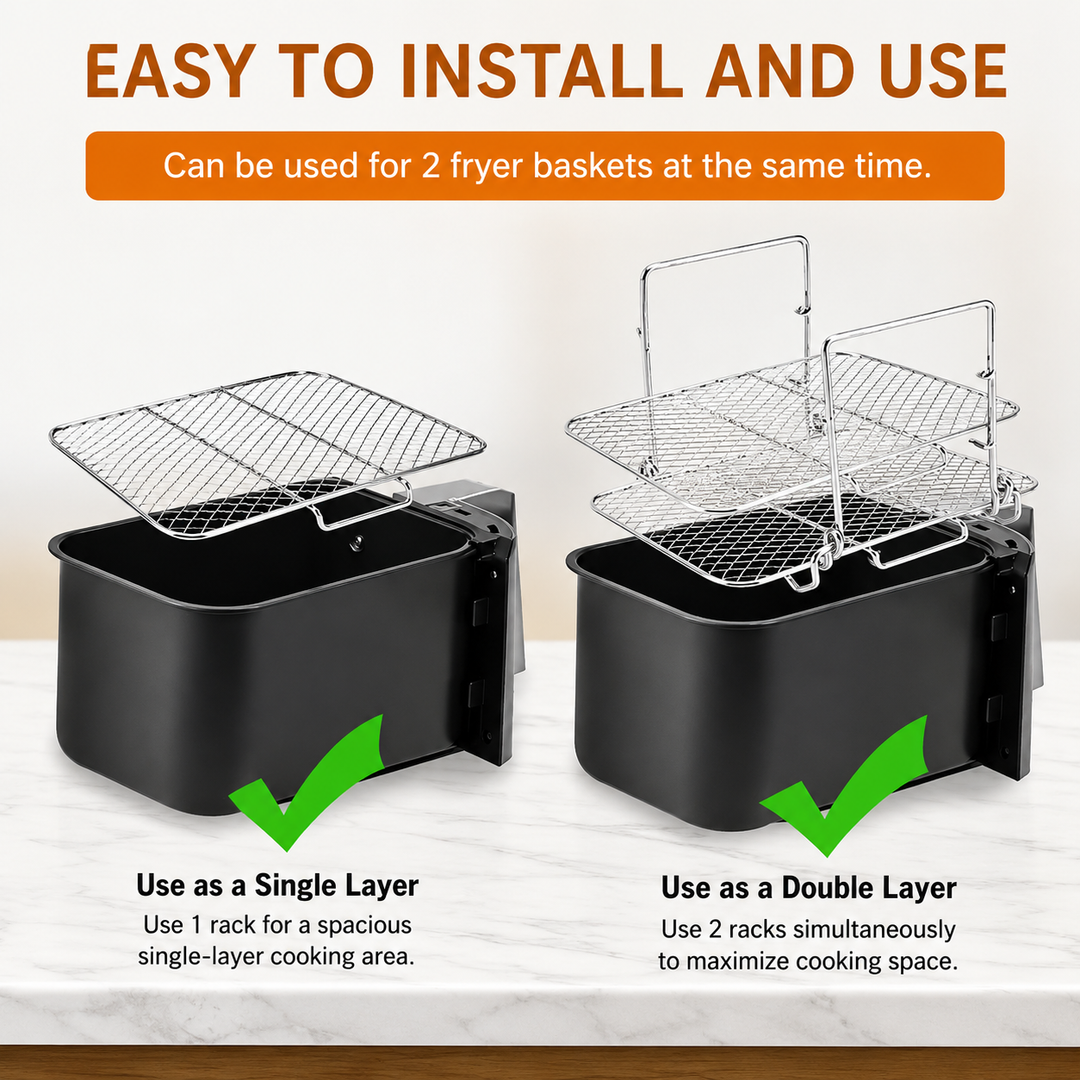 3-Tier Airfryer Insert for Even Cooking | Stainless Steel Rack Set