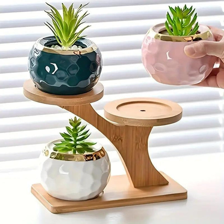 3-Tier Bamboo Plant Stand | Tree-Shaped Indoor Display